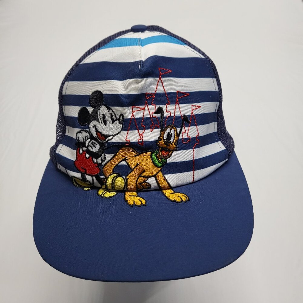 Walt Disney World Hat Cap Mesh Youth 54-57 Embroidered Mickey Pluto Snapback